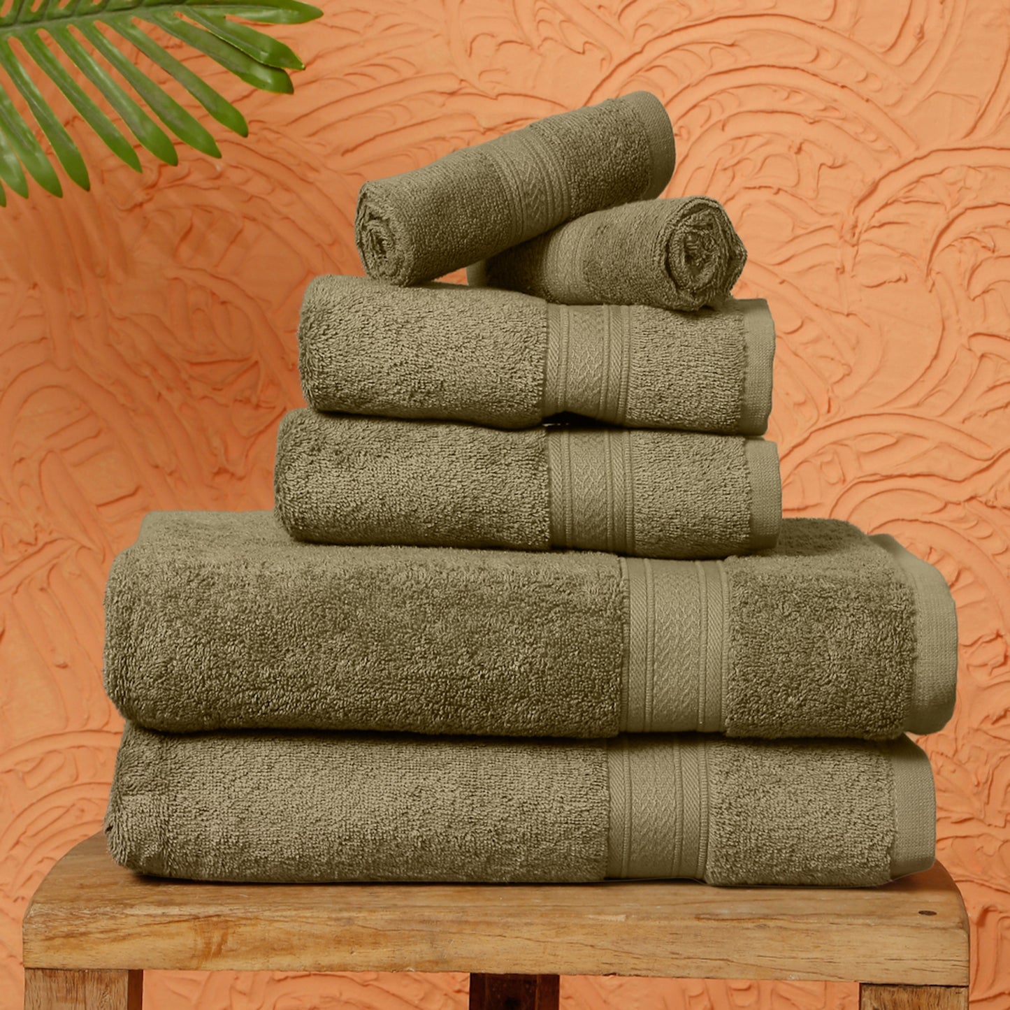 Premium 6 Piece Brown Colour Cotton Towel Set (Bath, Hand & Face)