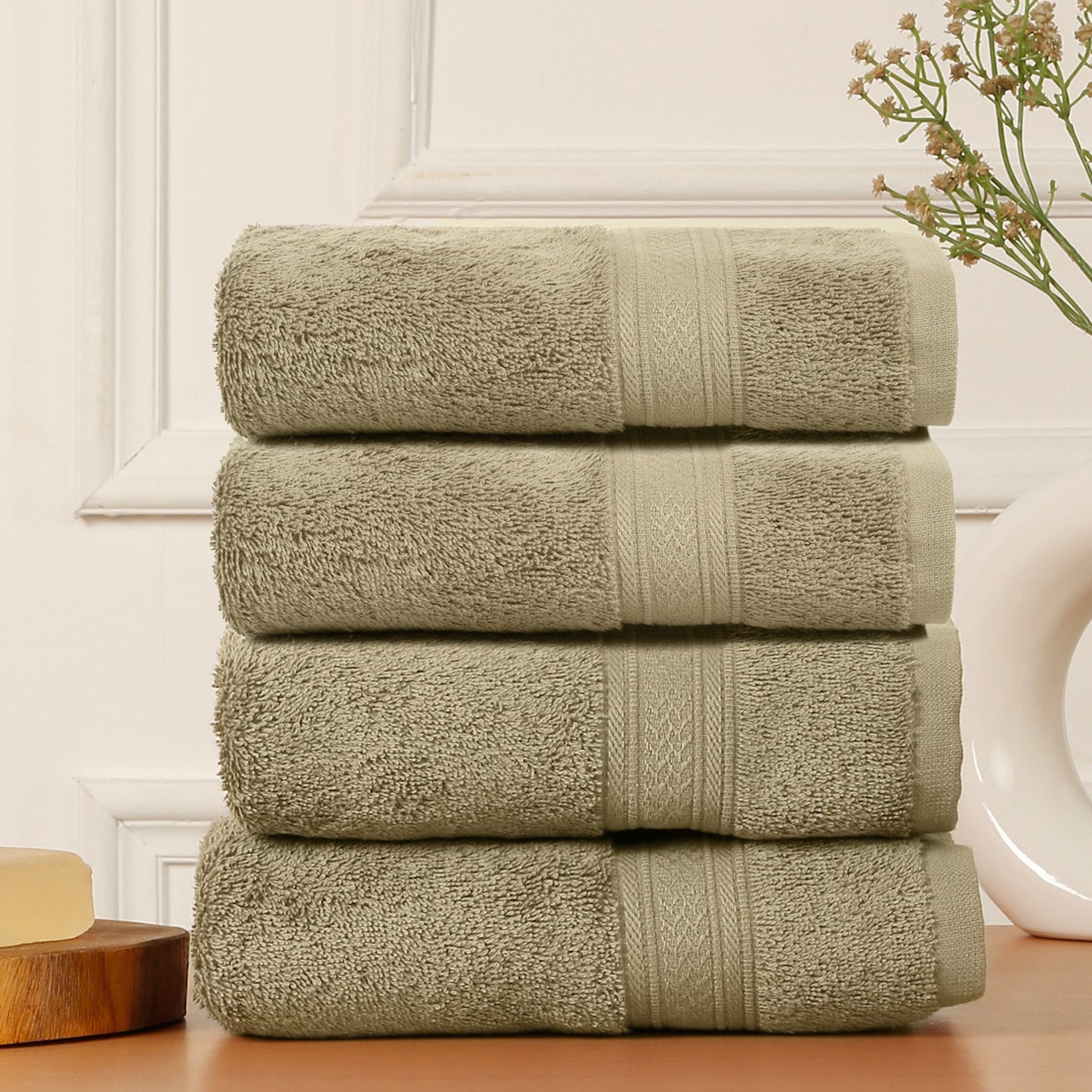 Premium 500 GSM 100% Cotton Brown Colour Hand Towels (Pack of 4)
