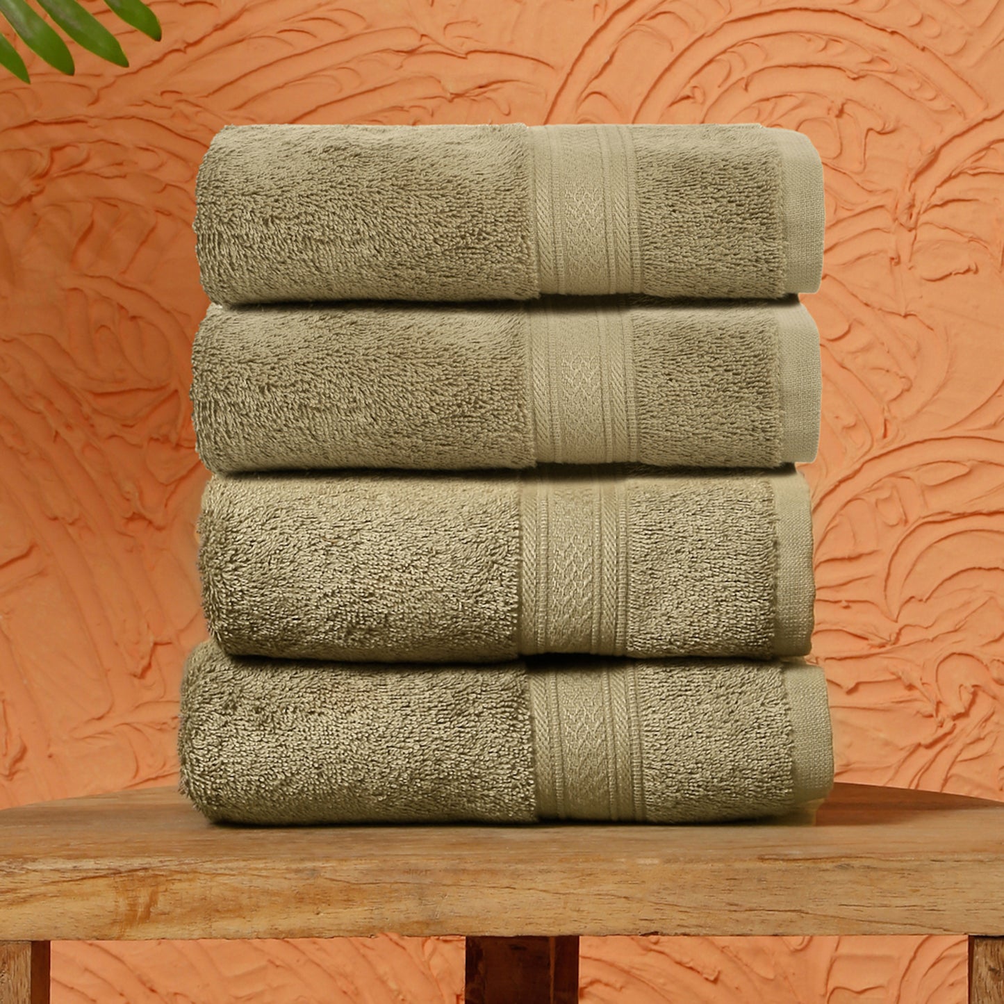 Premium 500 GSM 100% Cotton Brown Colour Hand Towels (Pack of 4)
