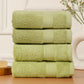 Premium 500 GSM 100% Cotton Summer Green Colour Hand Towels (Pack of 4)