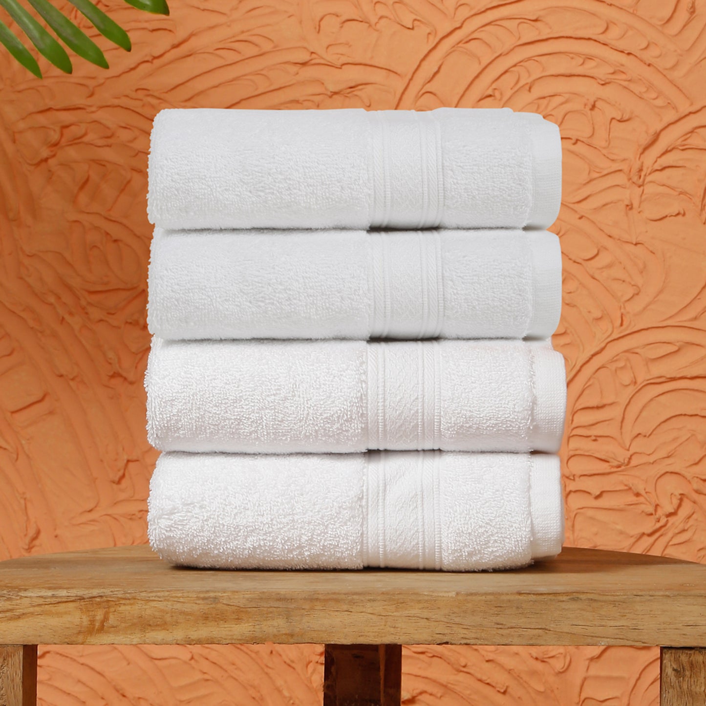 Premium 500 GSM 100% Cotton White Colour Hand Towels (Pack of 4)