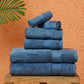 Premium 6 Piece Dark Blue Colour Cotton Towel Set (Bath, Hand & Face)