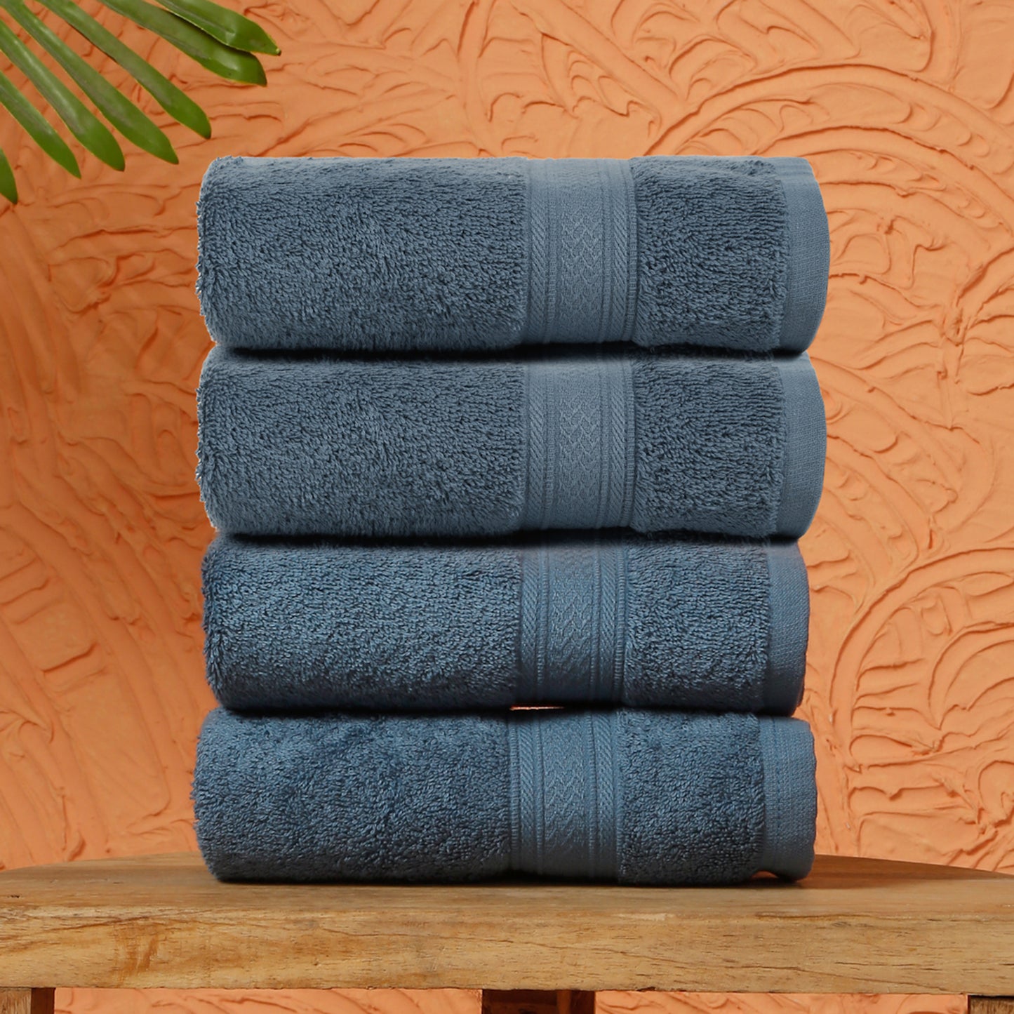 Premium 500 GSM 100% Cotton Dark Blue Colour Hand Towels (Pack of 4)