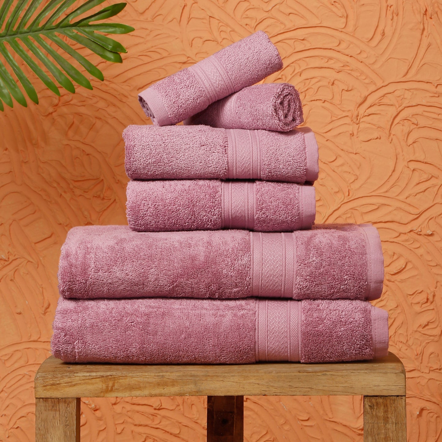 Premium 6 Piece Lilac Colour Cotton Towel Set (Bath, Hand & Face)