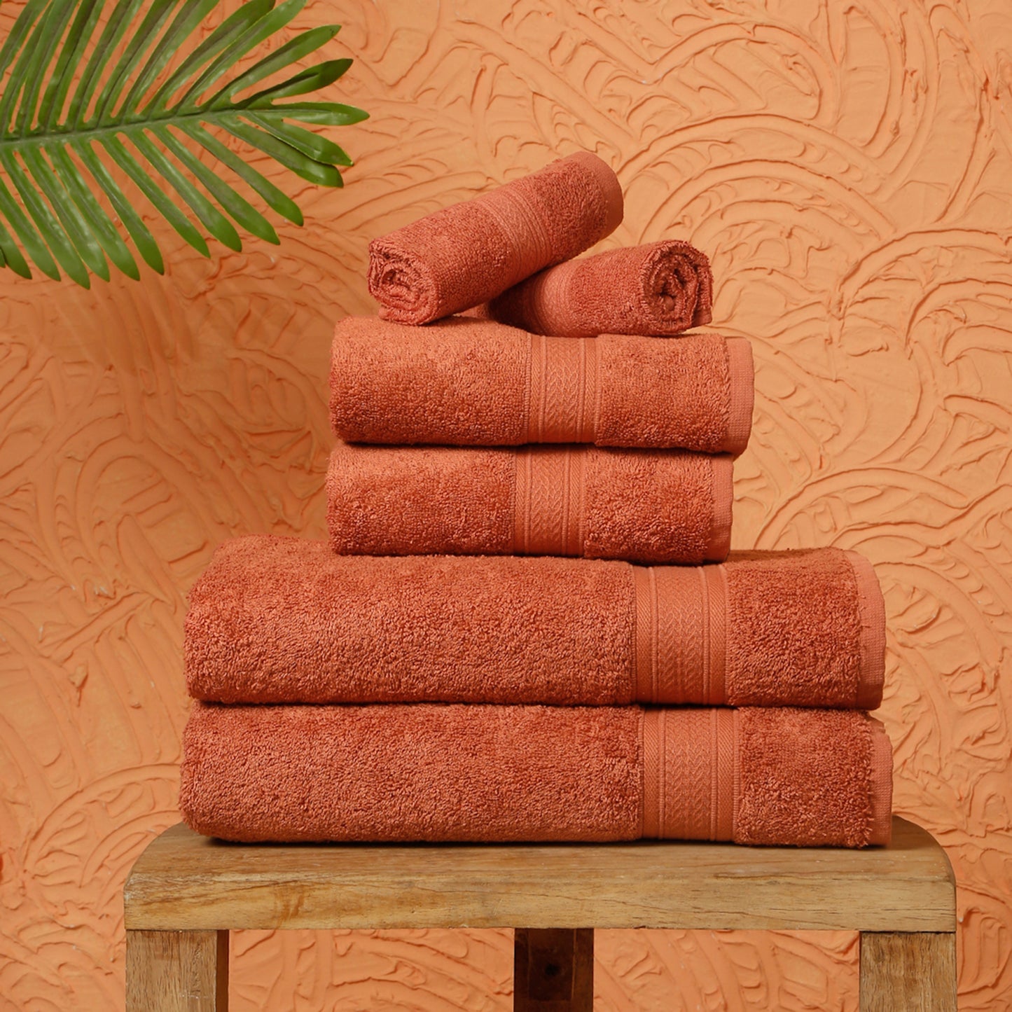 Premium 6 Piece Rust Colour Cotton Towel Set (Bath, Hand & Face)