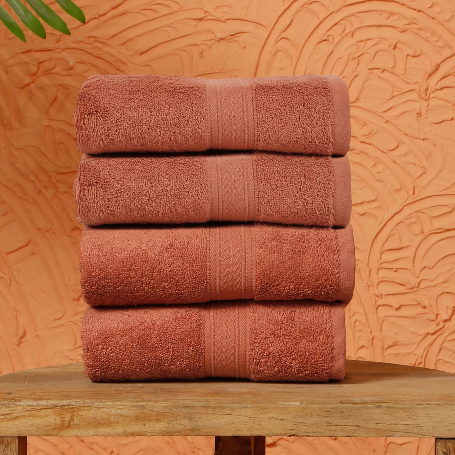Premium 500 GSM 100% Cotton Rust Colour Hand Towels (Pack of 4)