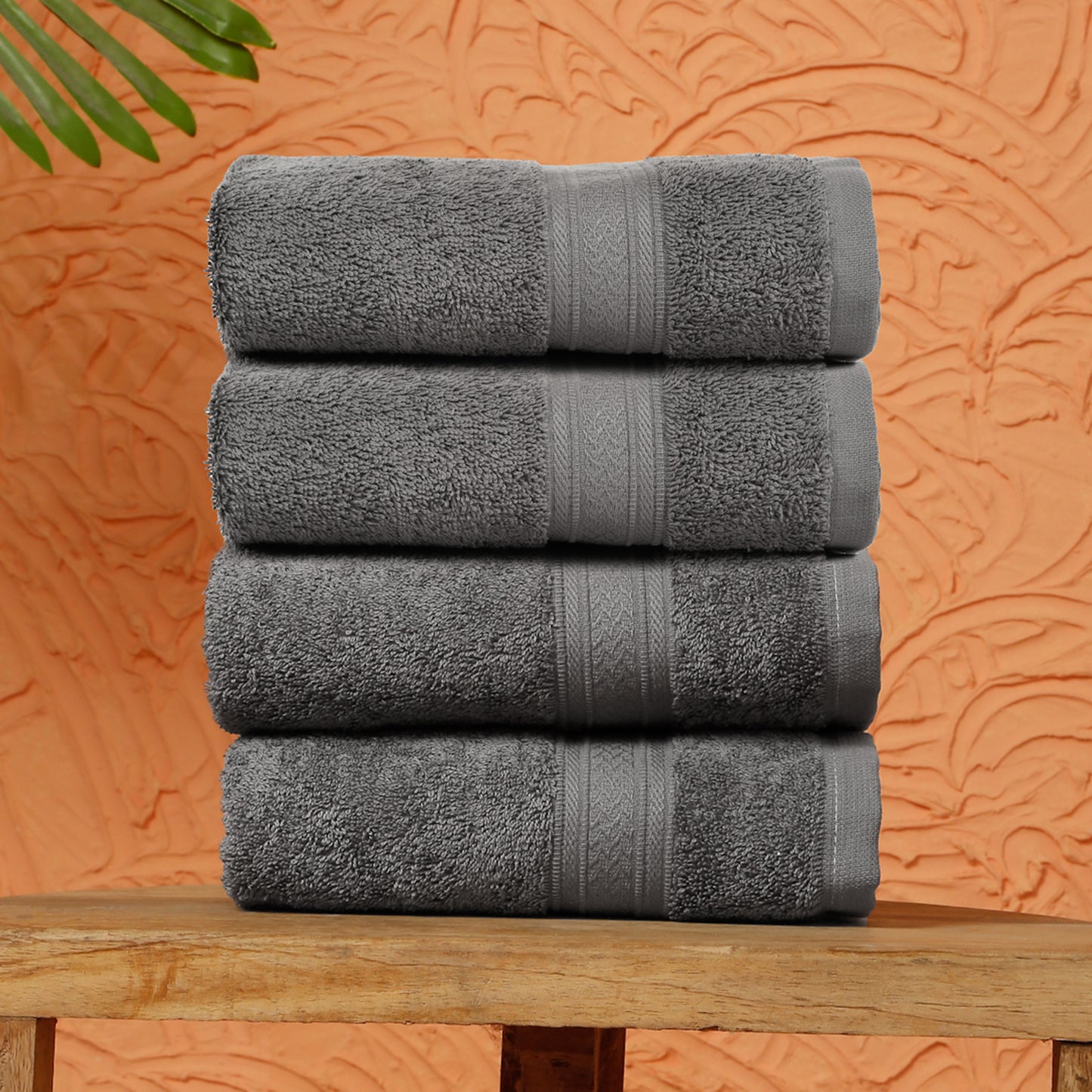 Premium 500 GSM 100% Cotton Dark Grey Colour Hand Towels (Pack of 4)