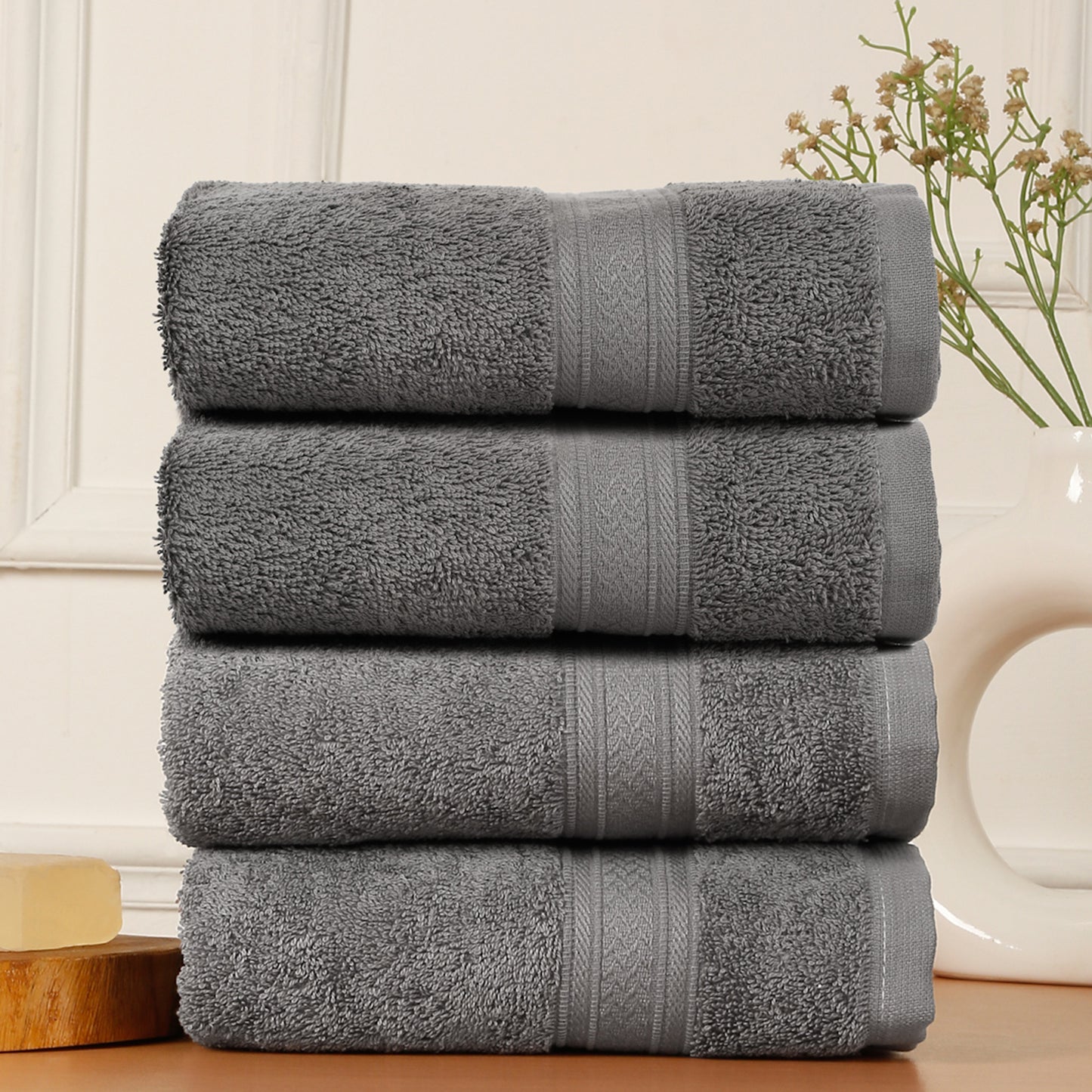 Premium 4 Piece Cotton Towel Set (Bath, Hand & Face)