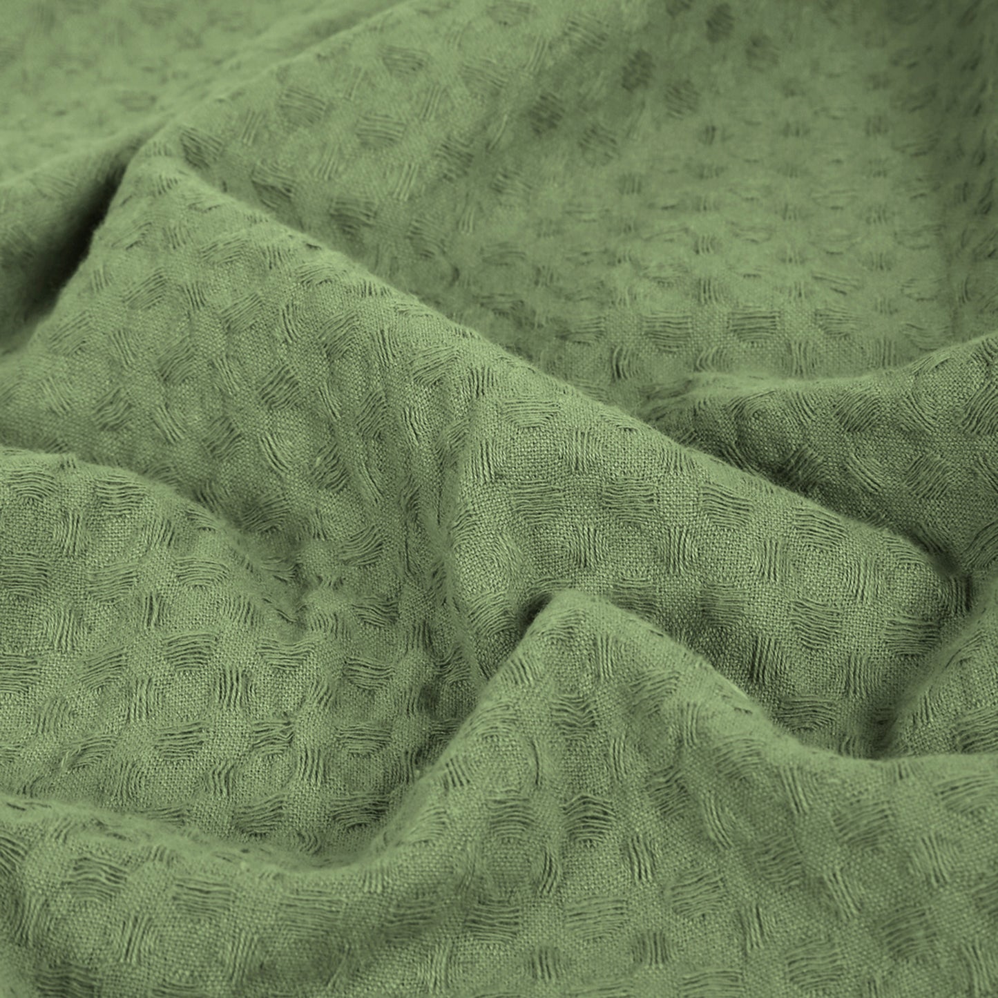 Waffle Knit Cotton Throw Blanket – Sage Green (60 x 80 Inches)