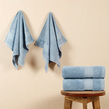 Premium 500 GSM 100% Cotton Sky Blue Colour Hand Towels (Pack of 4)