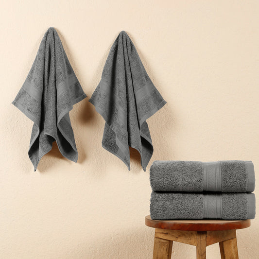 Premium 500 GSM 100% Cotton Dark Grey Colour Hand Towels (Pack of 4)