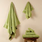 Premium 6 Piece Summer Green Colour Cotton Towel Set (Bath, Hand & Face)