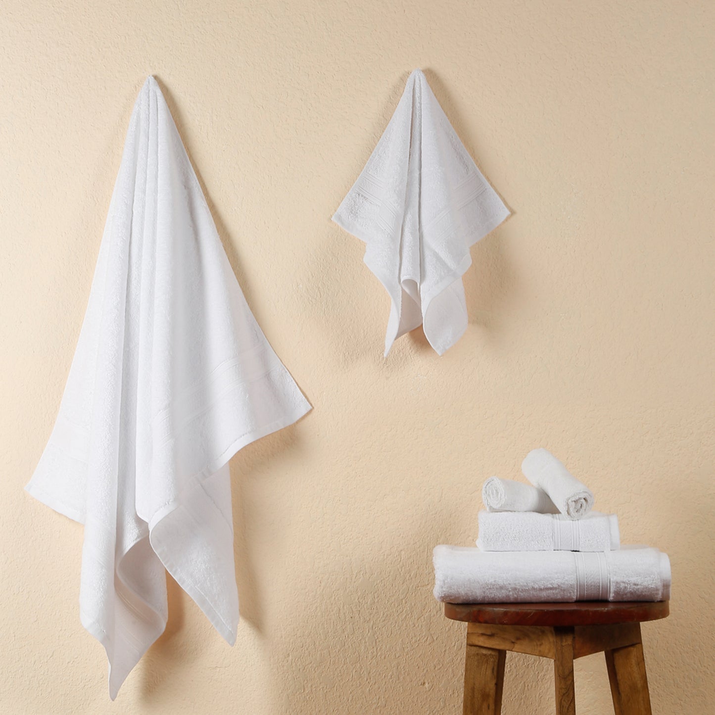 Premium 6 Piece White Colour Cotton Towel Set (Bath, Hand & Face)