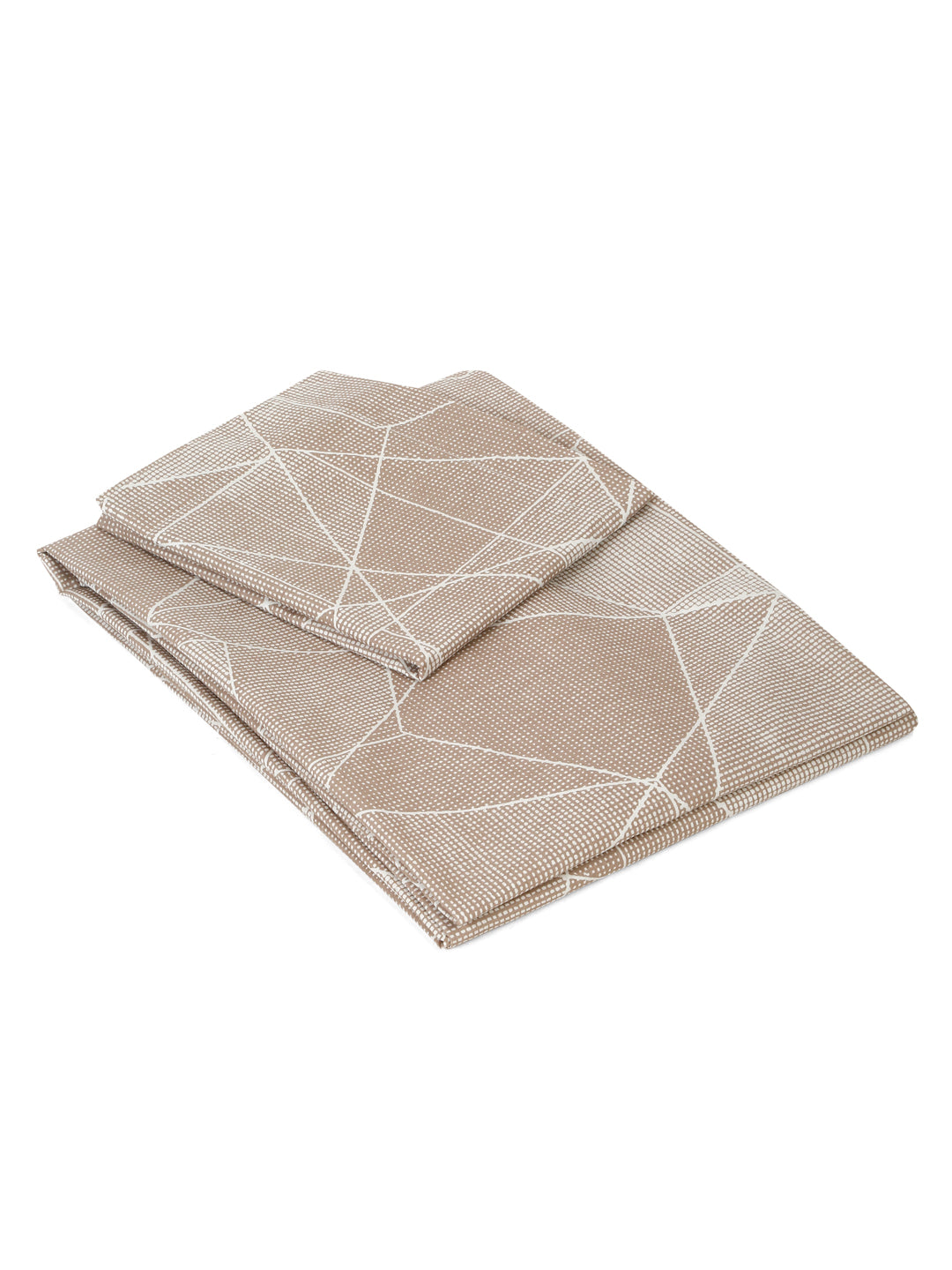 Beige Bedsheet with Geometric Poly Shape Print – 100% Cotton