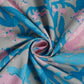 Blue Cotton Bedsheet with Pink Floral Design