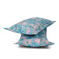 Blue Cotton Bedsheet with Pink Floral Design