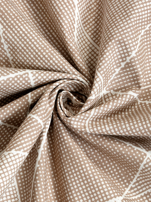 Beige Bedsheet with Geometric Poly Shape Print – 100% Cotton
