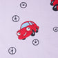 Car Print Kids Bedsheet Set – 100% Cotton, Single Bed, Yellow & Pink