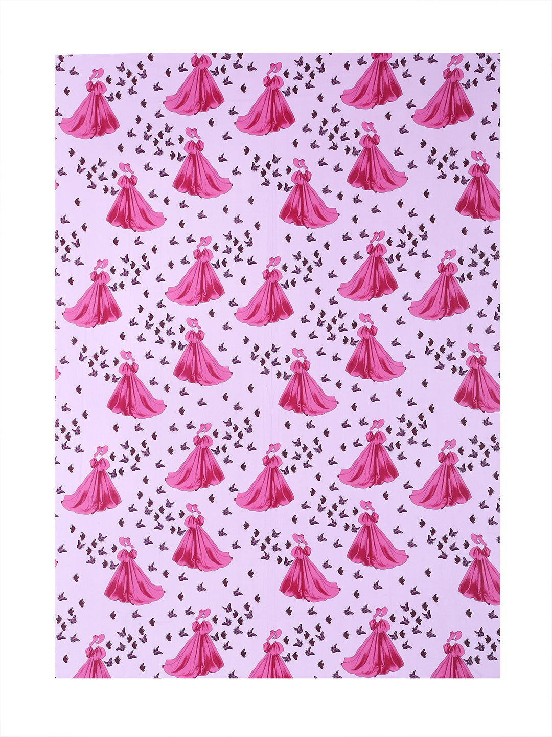 Doll Print Kids Bedsheet Set – 100% Cotton, Single Bed, Orange & Pink