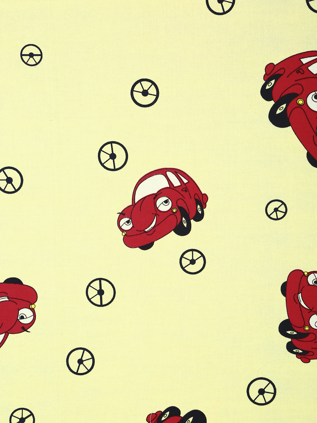 Car Print Kids Bedsheet Set – 100% Cotton, Single Bed, Yellow & Pink