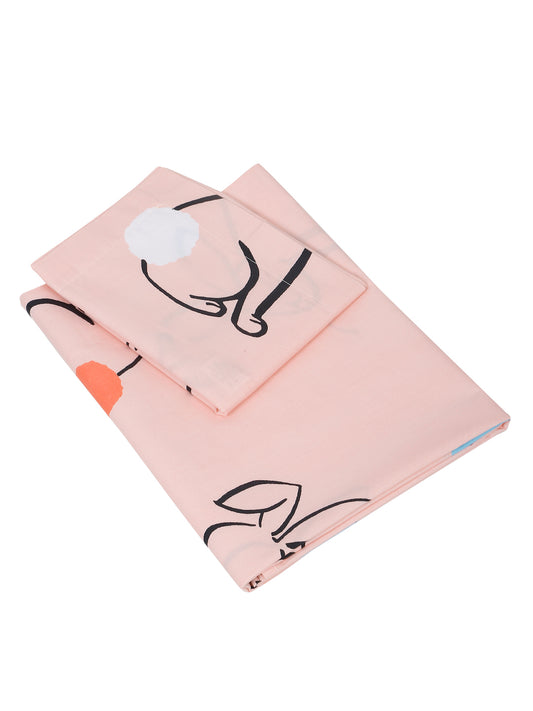 Rabbit Print Kids Bedsheet Set – 100% Cotton for Single Bed