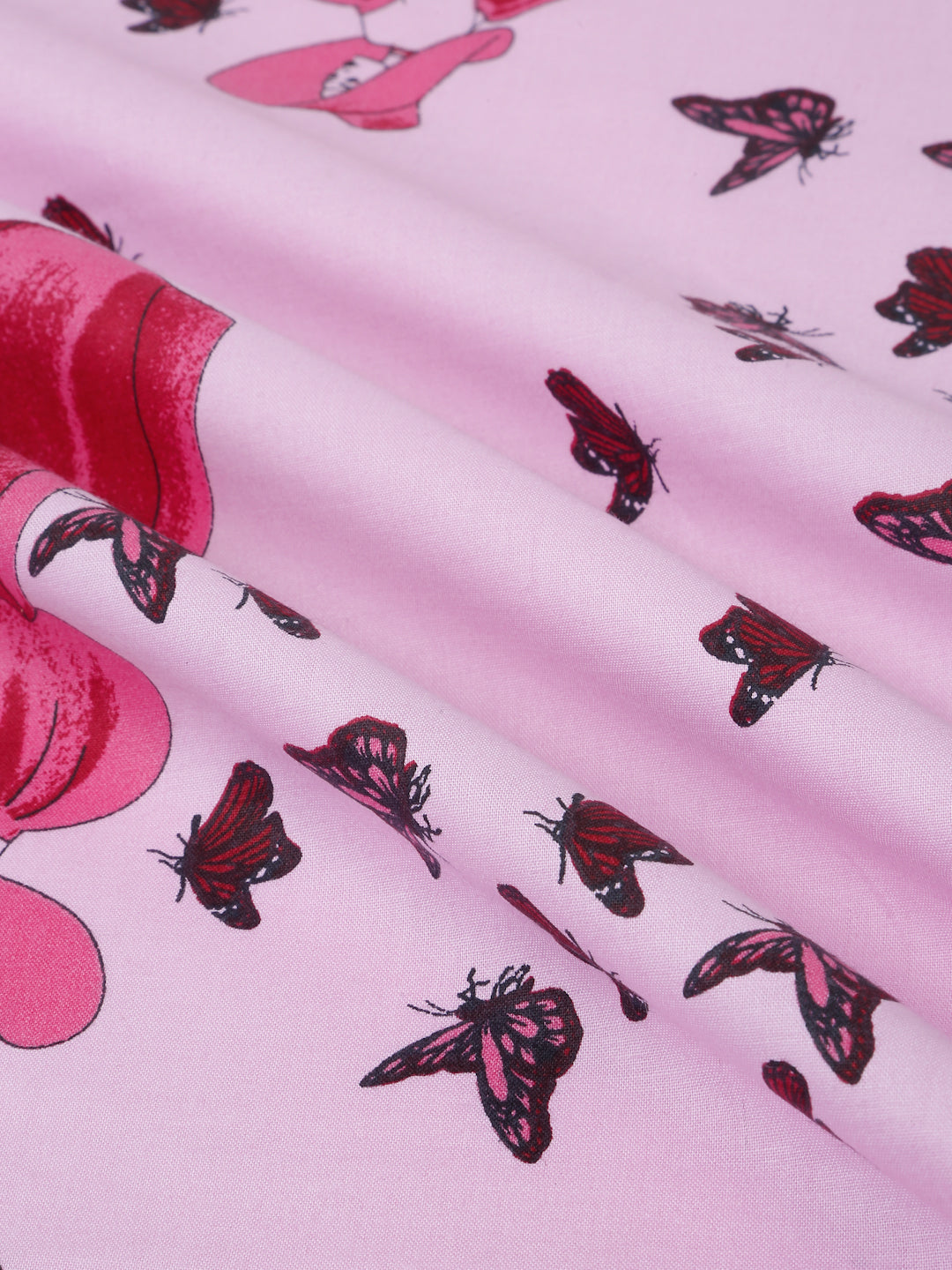 Doll Print Kids Bedsheet Set – 100% Cotton, Single Bed, Orange & Pink