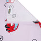Car Print Kids Bedsheet Set – 100% Cotton, Single Bed, Yellow & Pink
