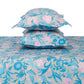 Blue Cotton Bedsheet with Pink Floral Design