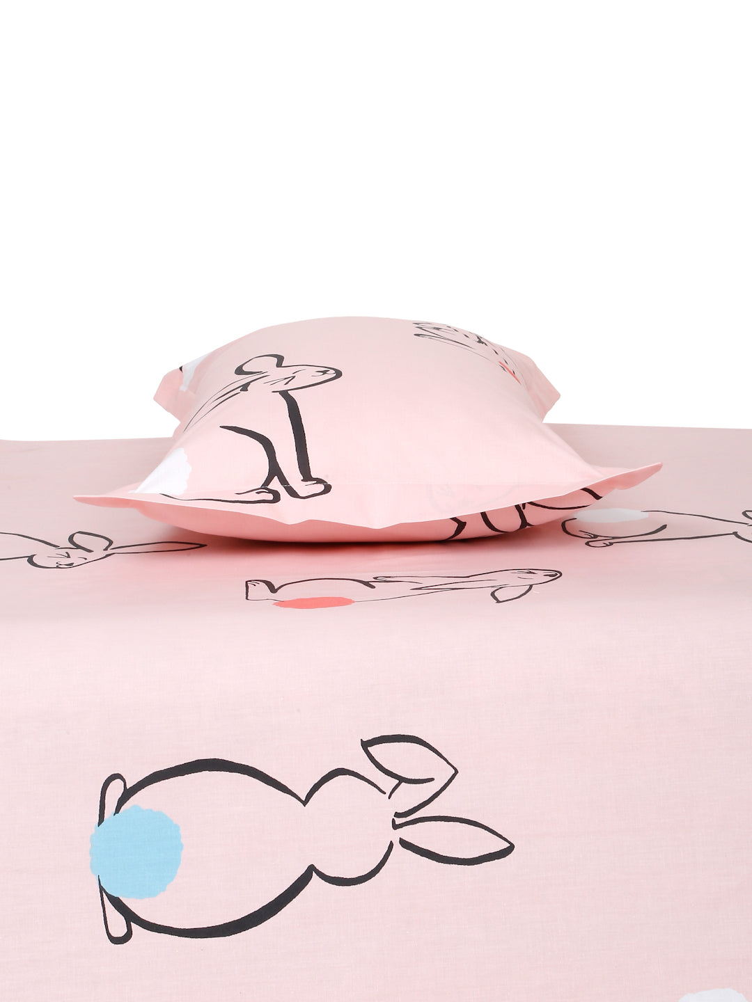 Rabbit Print Kids Bedsheet Set – 100% Cotton for Single Bed