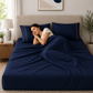 400 Thread Count 100% Organic Cotton Merrow Design Navy – Golden Premium Bedsheet King Size