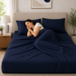 400 Thread Count 100% Organic Cotton Merrow Design Navy – Navy Premium Bedsheet King Size