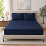 400 Thread Count 100% Organic Cotton Merrow Design Navy – Navy Premium Bedsheet King Size