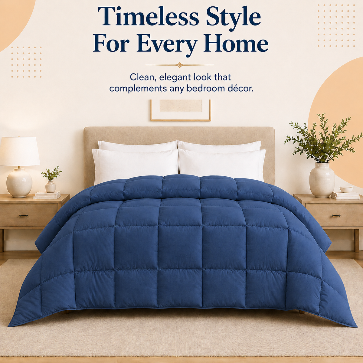 Solid Navy Blue Microfiber Comforter – 300 GSM All-Season AC Comforter & Blanket