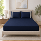400 Thread Count 100% Organic Cotton Lace Style Navy Blue Premium Bedsheet King Size