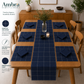 7 Pc - 1 Minimalist Grid Design Table Linen Set, 6 Placement, 6 Diner Napkins