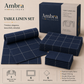 Navy Blue With Silver 7-Piece Table Linen Set | Minimalist Grid Design | 6 Placemats & 6 Dinner Napkins (Copy) (Copy) (Copy)