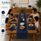 7 Pc - 1 Minimalist Grid Design Table Linen Set, 6 Placement, 6 Diner Napkins