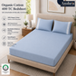 400 Thread Count 100% Organic Cotton Lace Style Pearl Blue Premium Bedsheet King Size