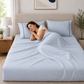 400 Thread Count 100% Organic Cotton Merrow Design Pearl Blue – Navy Premium Bedsheet King Size