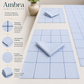Pearl Blue With Navy 7-Piece Table Linen Set | Minimalist Grid Design | 6 Placemats & 6 Dinner Napkins (Copy) (Copy)