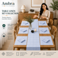 7 Pc - 1 Minimalist Grid Design Table Linen Set, 6 Placement, 6 Diner Napkins