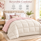 300 GSM Reversible Microfiber Pink And Cream Comforter – Double Bed | Soft, Fluffy & All-Season