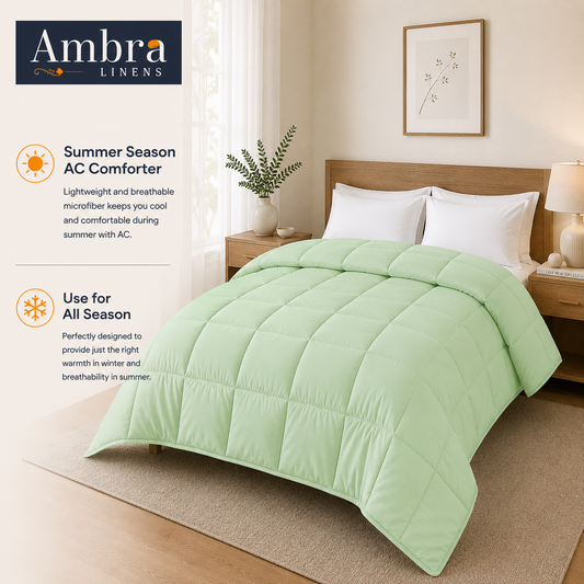 Solid Sage Microfiber Comforter – 220 GSM All-Season AC Comforter & Blanket