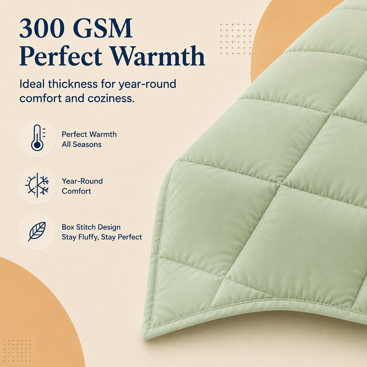 Solid Sage Microfiber Comforter – 300 GSM All-Season AC Comforter & Blanket