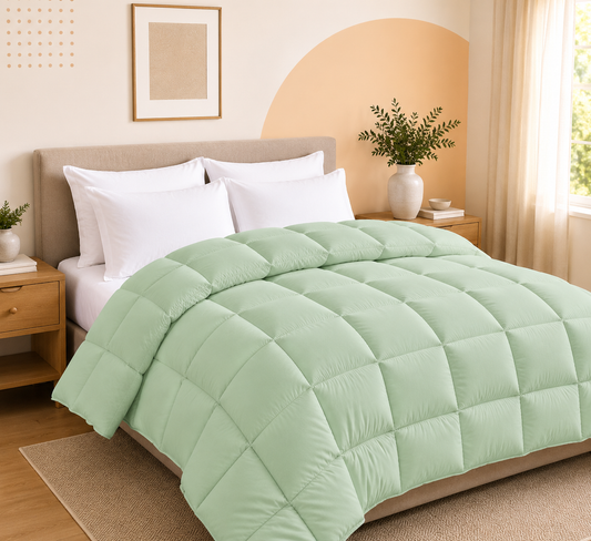 Solid Sage Microfiber Comforter – 300 GSM All-Season AC Comforter & Blanket