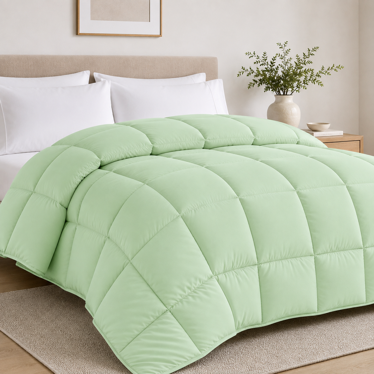 Solid Sage Microfiber Comforter – 220 GSM All-Season AC Comforter & Blanket