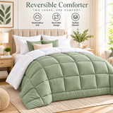 300 GSM Reversible Microfiber Sage And White Blue Comforter – Double Bed | Soft, Fluffy & All-Season
