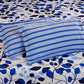 Blue Leaf Printed Queen Flat Bedsheet with 2 Pillow Covers