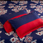 Navy Blue Floral Printed Queen Flat Bedsheet with 2 Pillow Covers