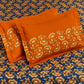 Blue & Orange Floral Printed Queen Flat Bedsheet with 2 Pillow Covers